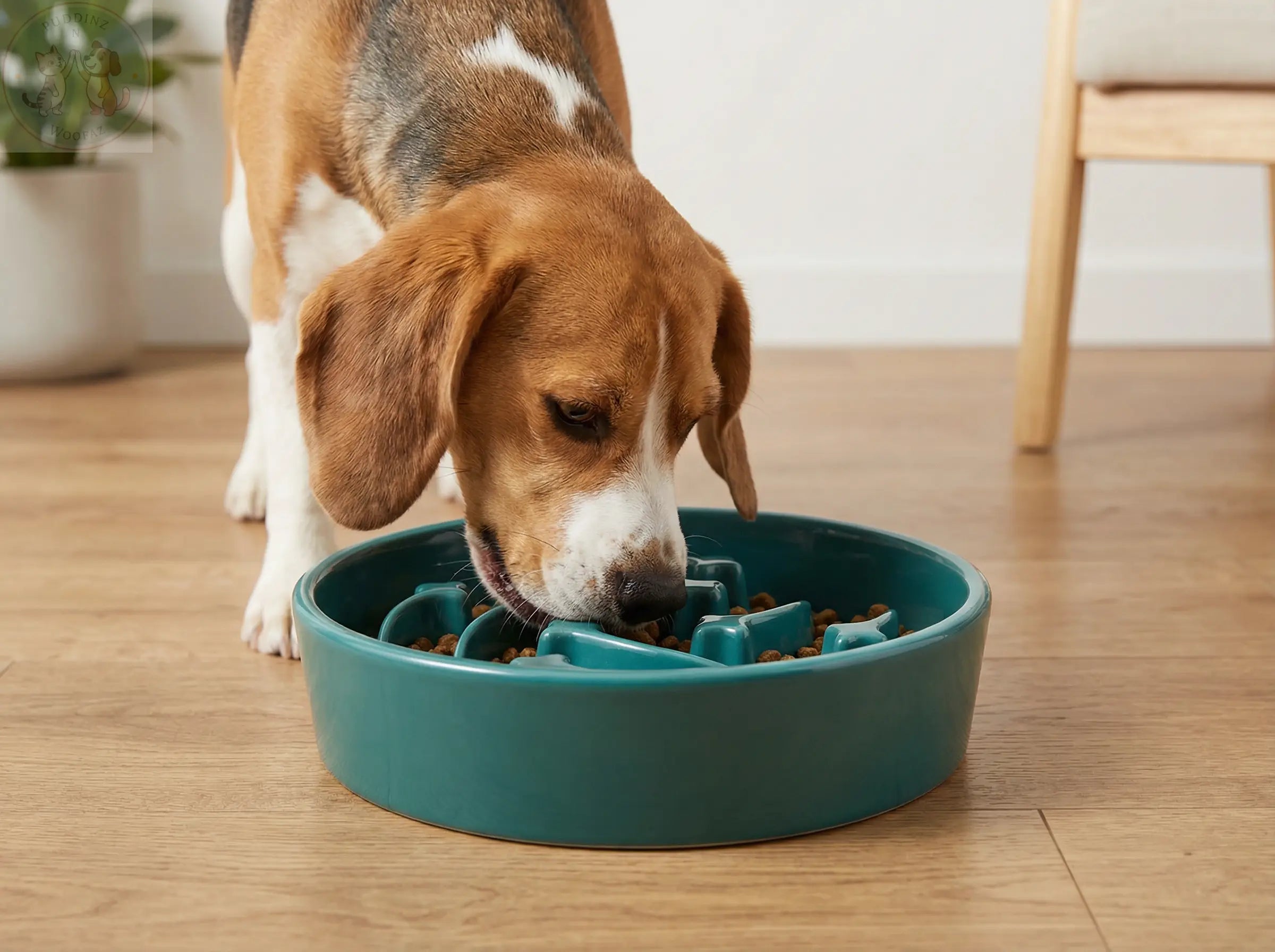 Ceramic Slow Feeder Dog Bowl - Teal Treasur Puddinz n Woofaz Pet accessories Puddinz n Woofaz