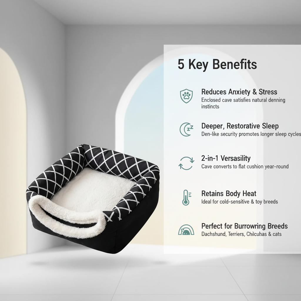 2-in-1 Pet Bed 5 Key Benefits Infographic