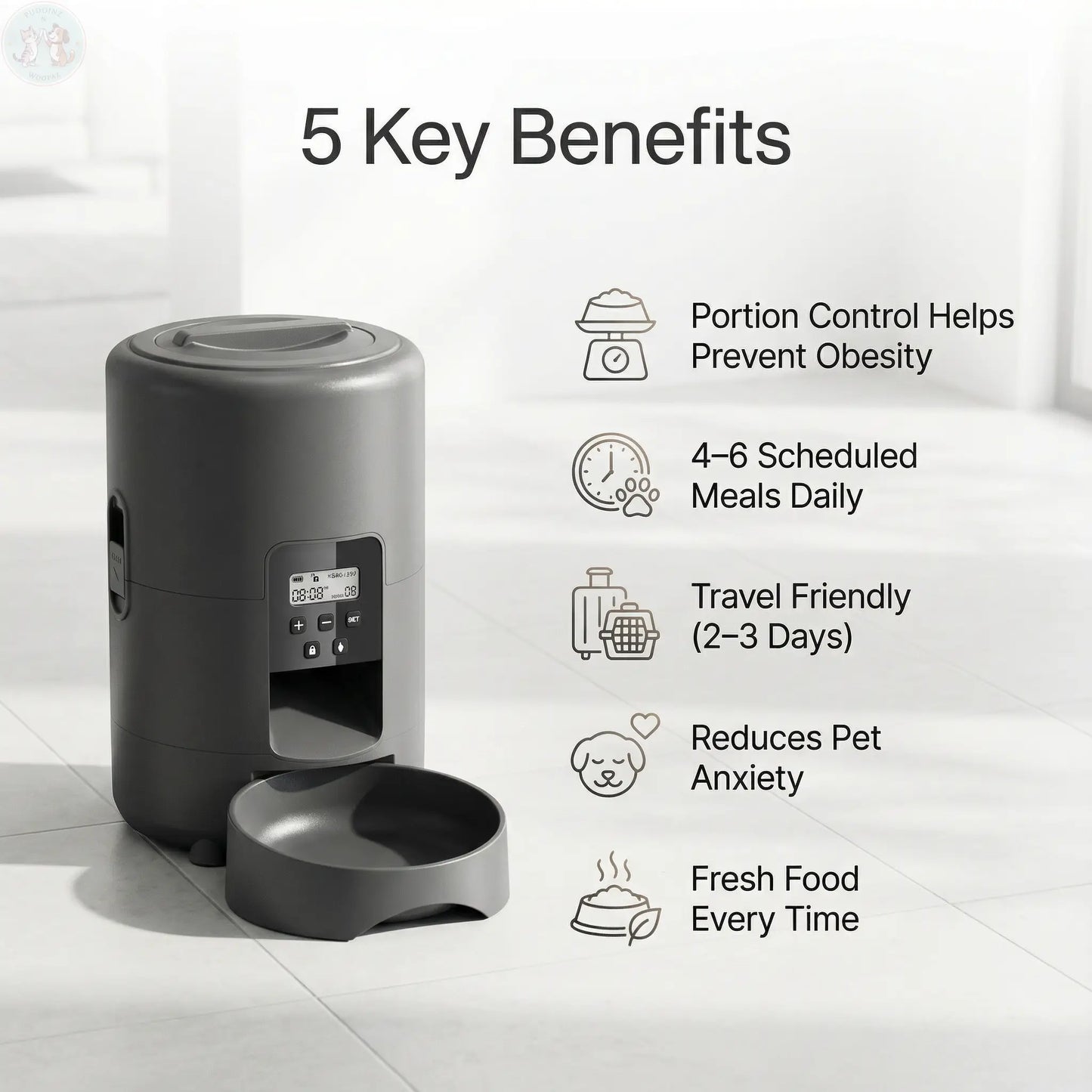 Automatic Pet Feeder with Timer & Portion Control Puddinz n Woofaz   Puddinz n Woofaz