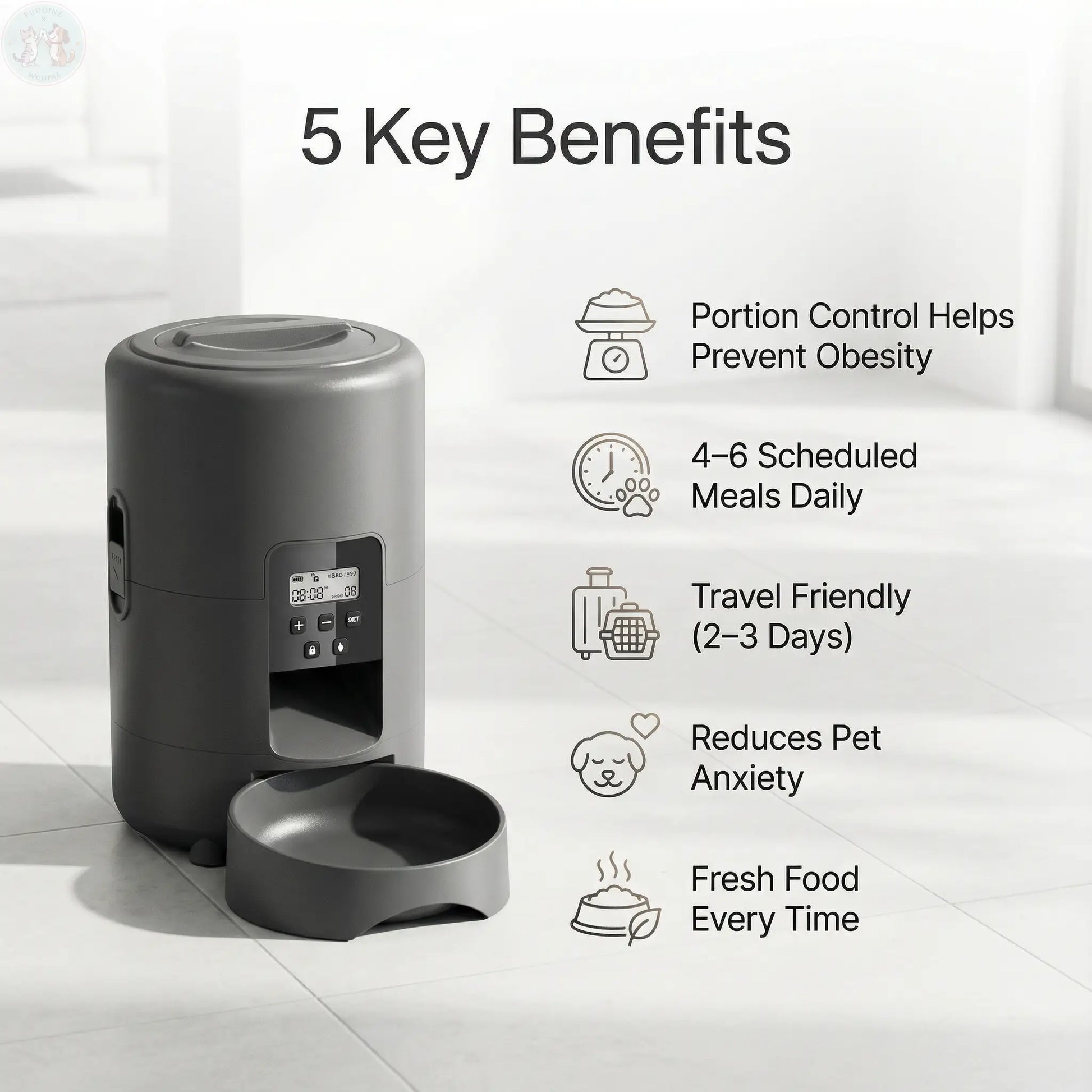 Automatic Pet Feeder with Timer & Portion Control Puddinz n Woofaz   Puddinz n Woofaz