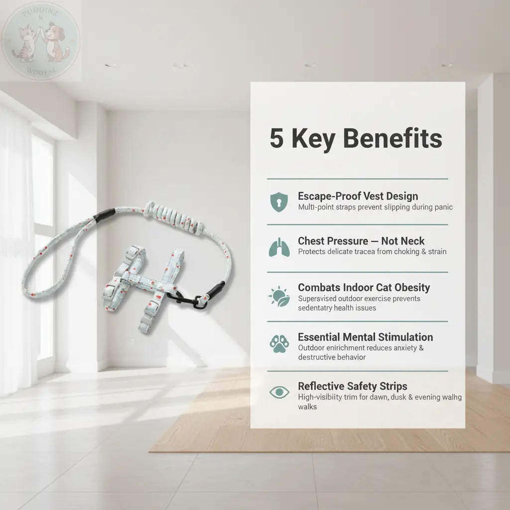 Japanese-Style Cat Harness & Leash – 5 Key Benefits Infographic