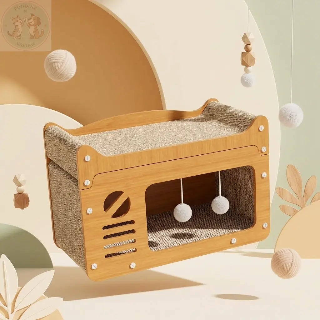 Cat Scratching House with Bed – Enclosed Nest & Post Puddinz n Woofaz  Pet accessories Puddinz n Woofaz