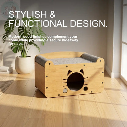 Cat Scratching House with Bed – Enclosed Nest & Post Puddinz n Woofaz  Pet accessories Puddinz n Woofaz