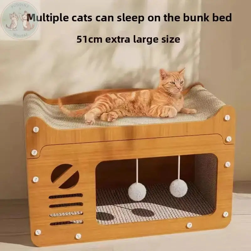 Cat Scratching House with Bed – Enclosed Nest & Post Puddinz n Woofaz  Pet accessories Puddinz n Woofaz