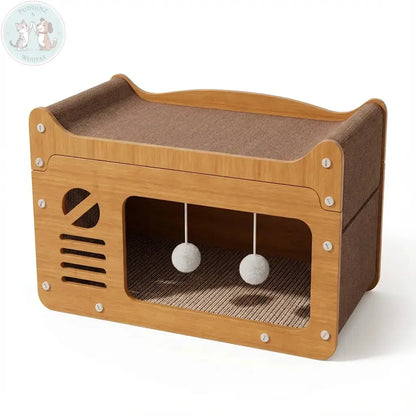 Cat Scratching House with Bed – Enclosed Nest & Post Puddinz n Woofaz  Pet accessories Puddinz n Woofaz