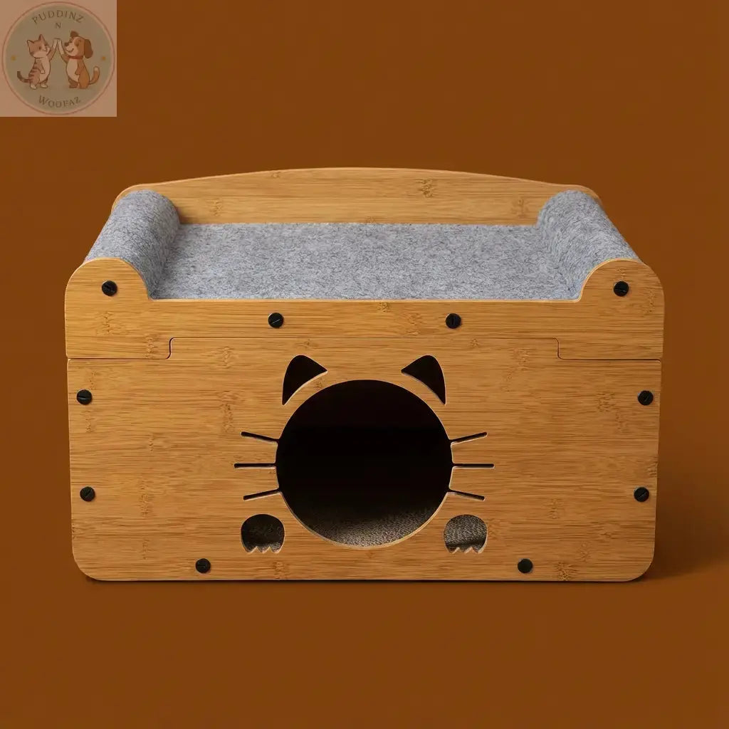 Cat Scratching House with Bed – Enclosed Nest & Post Puddinz n Woofaz  Pet accessories Puddinz n Woofaz