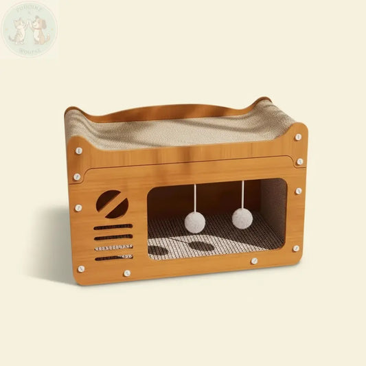 Premium product shot of Cat Scratching House with Bed