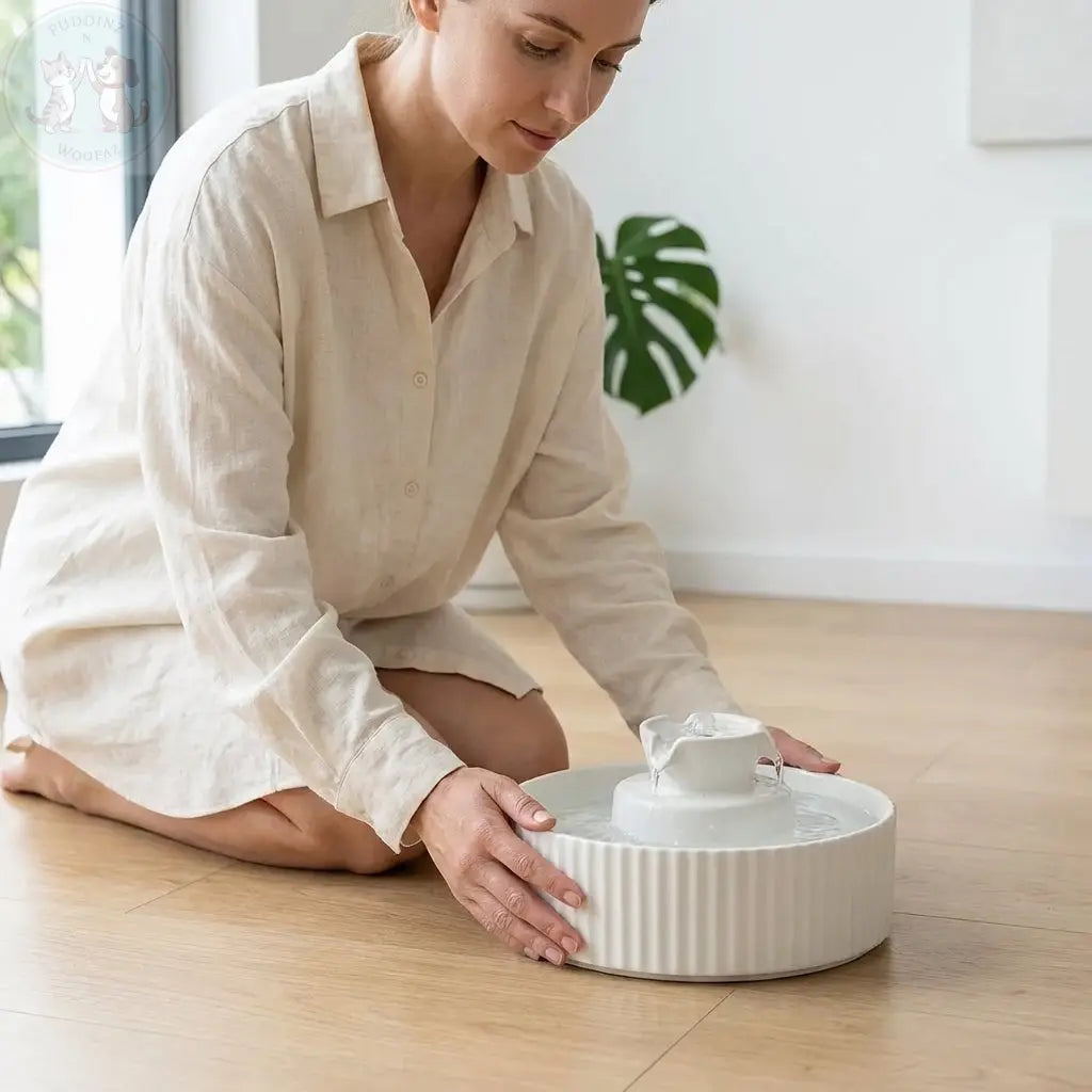 Ceramic Pet Water Fountain - Electric Cat Dog Feeder Puddinz n Woofaz  Pet accessories Puddinz n Woofaz