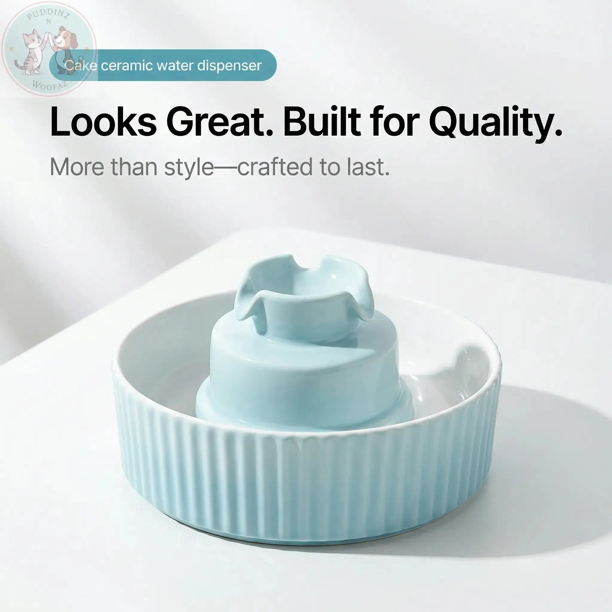 Ceramic Pet Water Fountain - Electric Cat Dog Feeder Puddinz n Woofaz  Pet accessories Puddinz n Woofaz