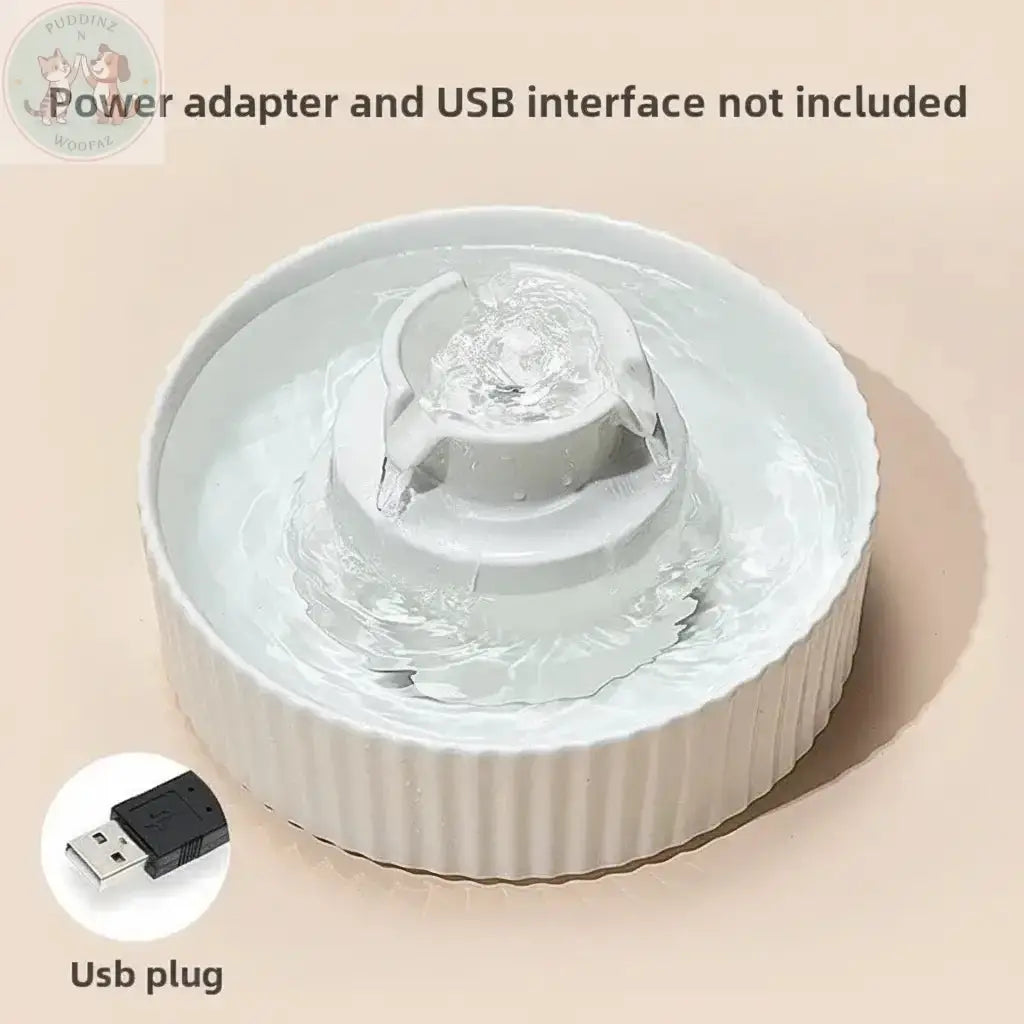 Premium Ceramic Pet Water Fountain with Text Overlay