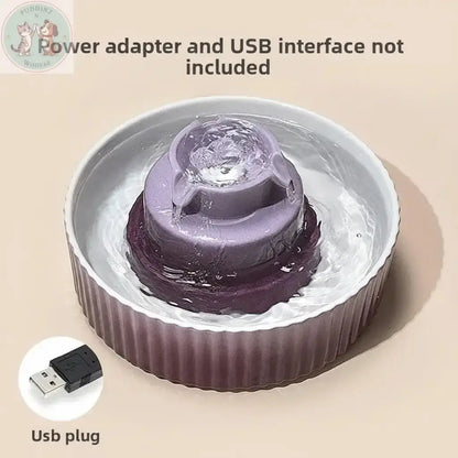 Premium Purple Ceramic Pet Water Fountain with Text Overlay