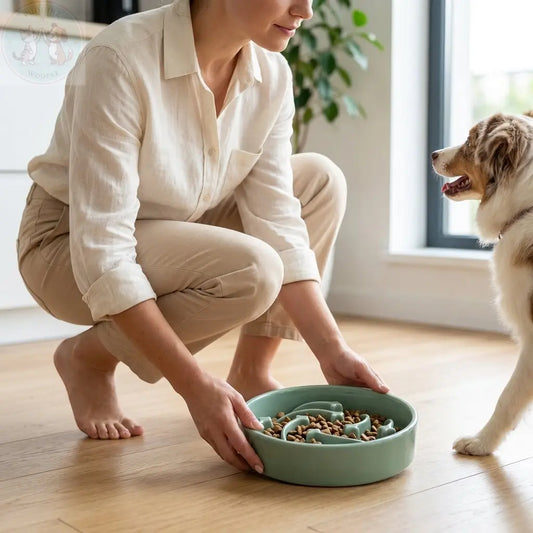 Ceramic Slow Feeder Dog Bowl - Teal Treasur Puddinz n Woofaz  Pet accessories Puddinz n Woofaz