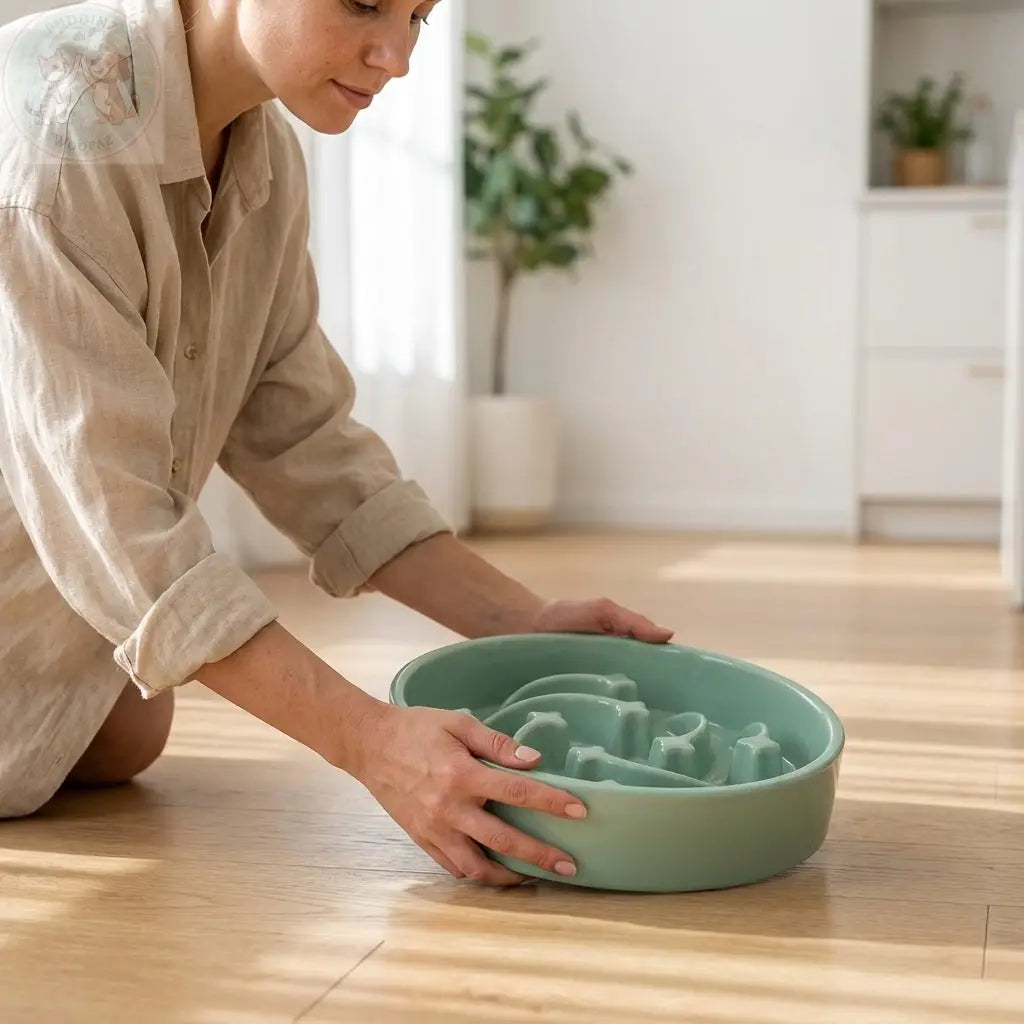 Ceramic Slow Feeder Dog Bowl - Teal Treasur Puddinz n Woofaz  Pet accessories Puddinz n Woofaz