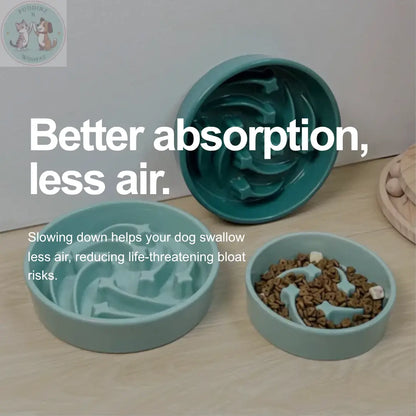 Ceramic Slow Feeder Dog Bowl - Teal Treasur Puddinz n Woofaz  Pet accessories Puddinz n Woofaz
