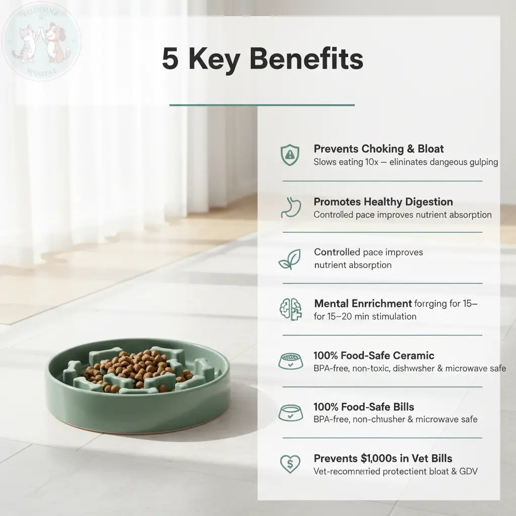 Ceramic Slow Feeder Dog Bowl – 5 Key Benefits Infographic
