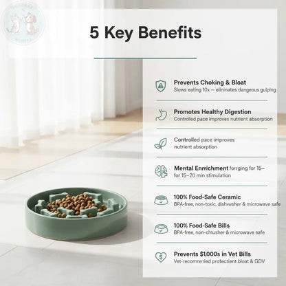 Ceramic Slow Feeder Dog Bowl – 5 Key Benefits Infographic