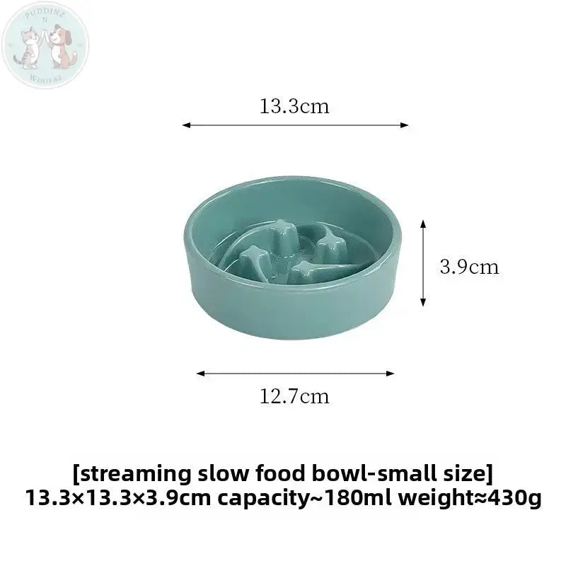 Ceramic Slow Feeder Dog Bowl - Teal Treasur Puddinz n Woofaz  Pet accessories Puddinz n Woofaz