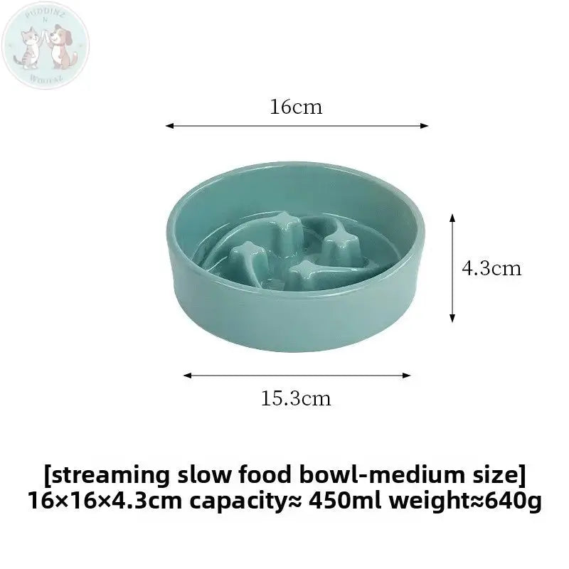 Ceramic Slow Feeder Dog Bowl - Teal Treasur Puddinz n Woofaz  Pet accessories Puddinz n Woofaz