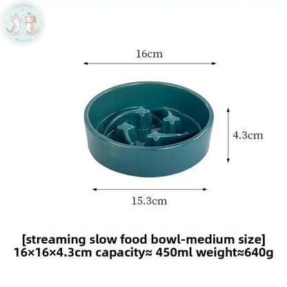 Ceramic Slow Feeder Dog Bowl - Teal Treasur Puddinz n Woofaz  Pet accessories Puddinz n Woofaz