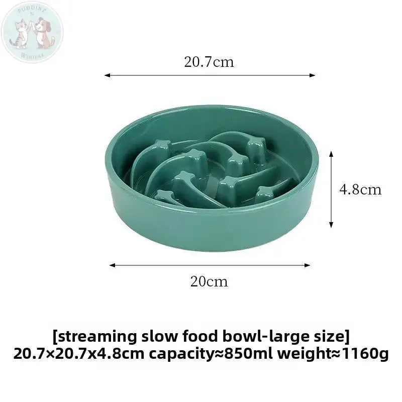 Ceramic Slow Feeder Dog Bowl - Teal Treasur Puddinz n Woofaz  Pet accessories Puddinz n Woofaz