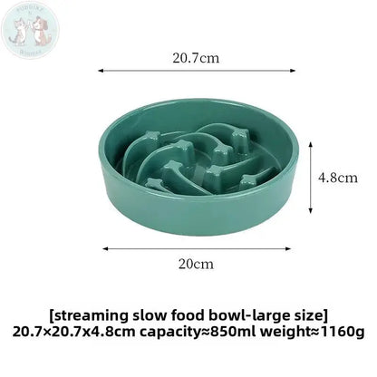 Ceramic Slow Feeder Dog Bowl - Teal Treasur Puddinz n Woofaz  Pet accessories Puddinz n Woofaz