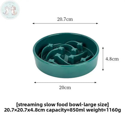 Ceramic Slow Feeder Dog Bowl - Teal Treasur Puddinz n Woofaz  Pet accessories Puddinz n Woofaz