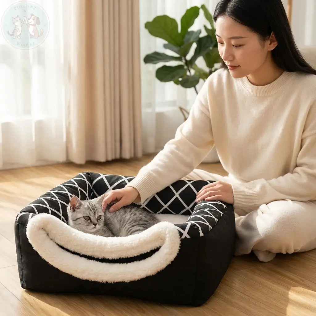 Dog Cat Bed House – 2-in-1 Cave & Cushion for Cozy Pets Puddinz n Woofaz   Puddinz n Woofaz