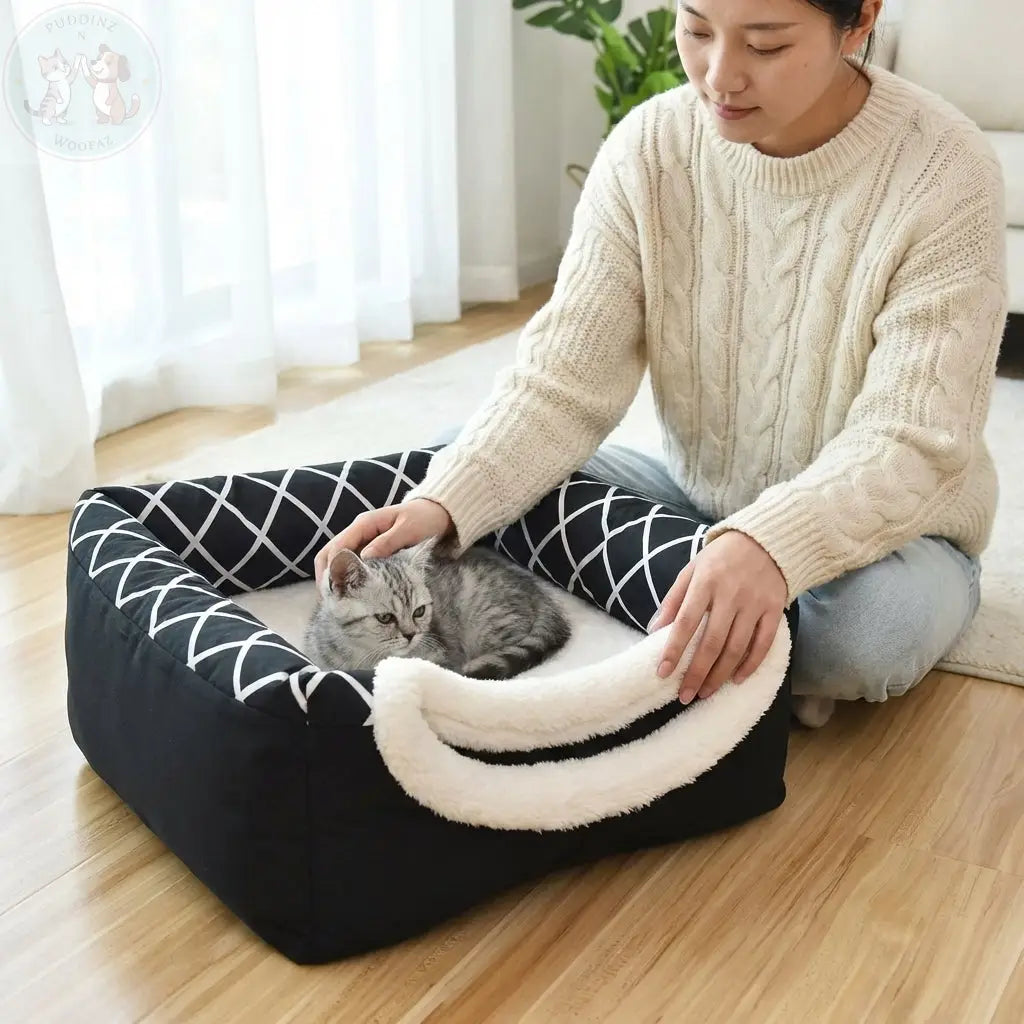 Dog Cat Bed House – 2-in-1 Cave & Cushion for Cozy Pets Puddinz n Woofaz   Puddinz n Woofaz