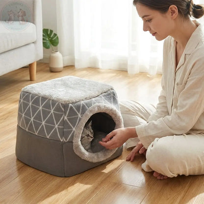 Dog Cat Bed House – 2-in-1 Cave & Cushion for Cozy Pets Puddinz n Woofaz   Puddinz n Woofaz