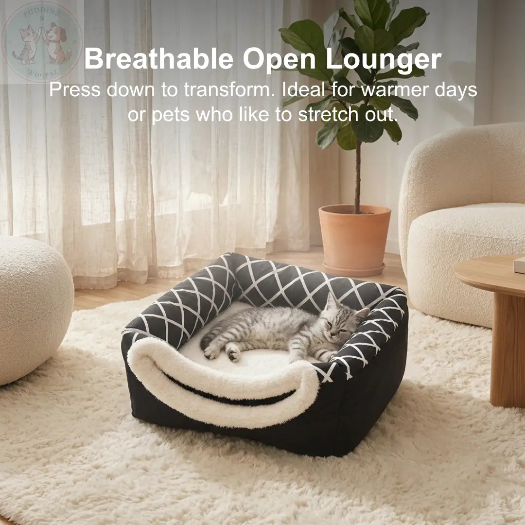 Dog Cat Bed House – 2-in-1 Cave & Cushion for Cozy Pets Puddinz n Woofaz   Puddinz n Woofaz