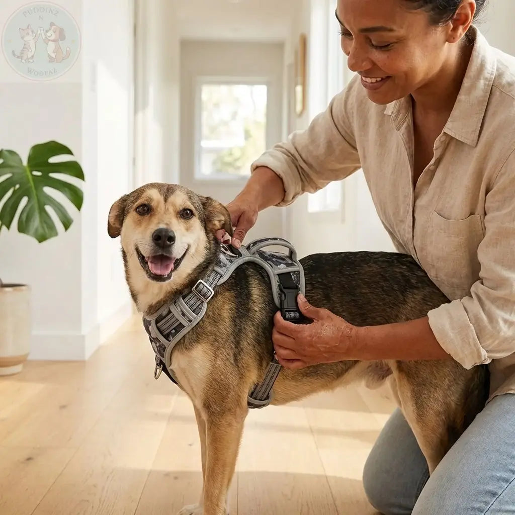 Dog Harness – Adjustable Pet Harness with Handle & Reflective Strips Puddinz n Woofaz   Puddinz n Woofaz