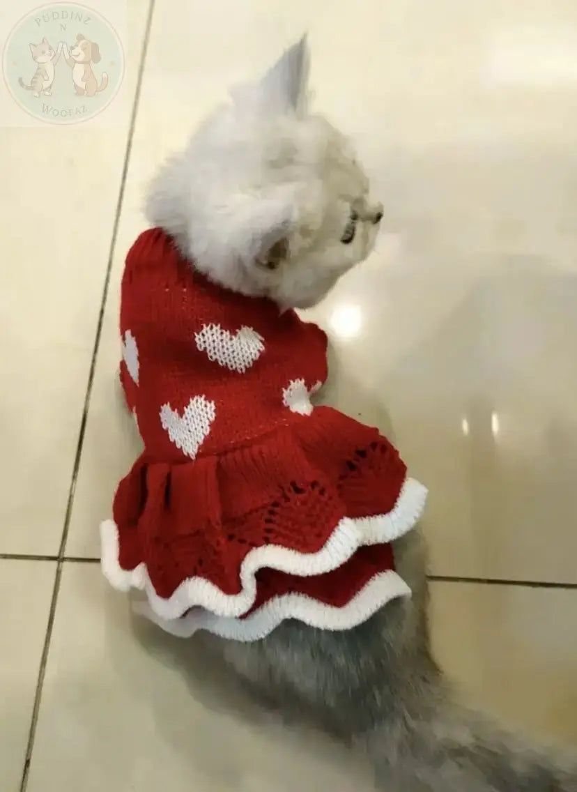 Christmas Dog Princess Dress - Cat Holiday Outfit Puddinz n Woofaz