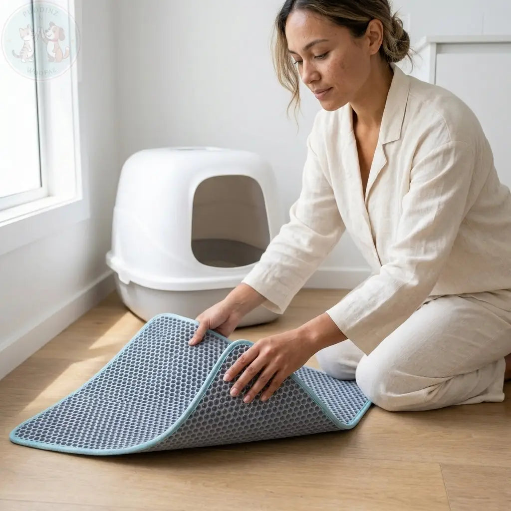 Double Layer Cat Litter Mat - Honeycomb Waterproof Puddinz n Woofaz  Pet accessories Puddinz n Woofaz