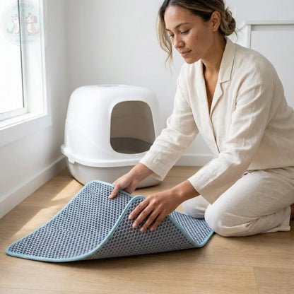 Double Layer Cat Litter Mat - Honeycomb Waterproof Puddinz n Woofaz  Pet accessories Puddinz n Woofaz