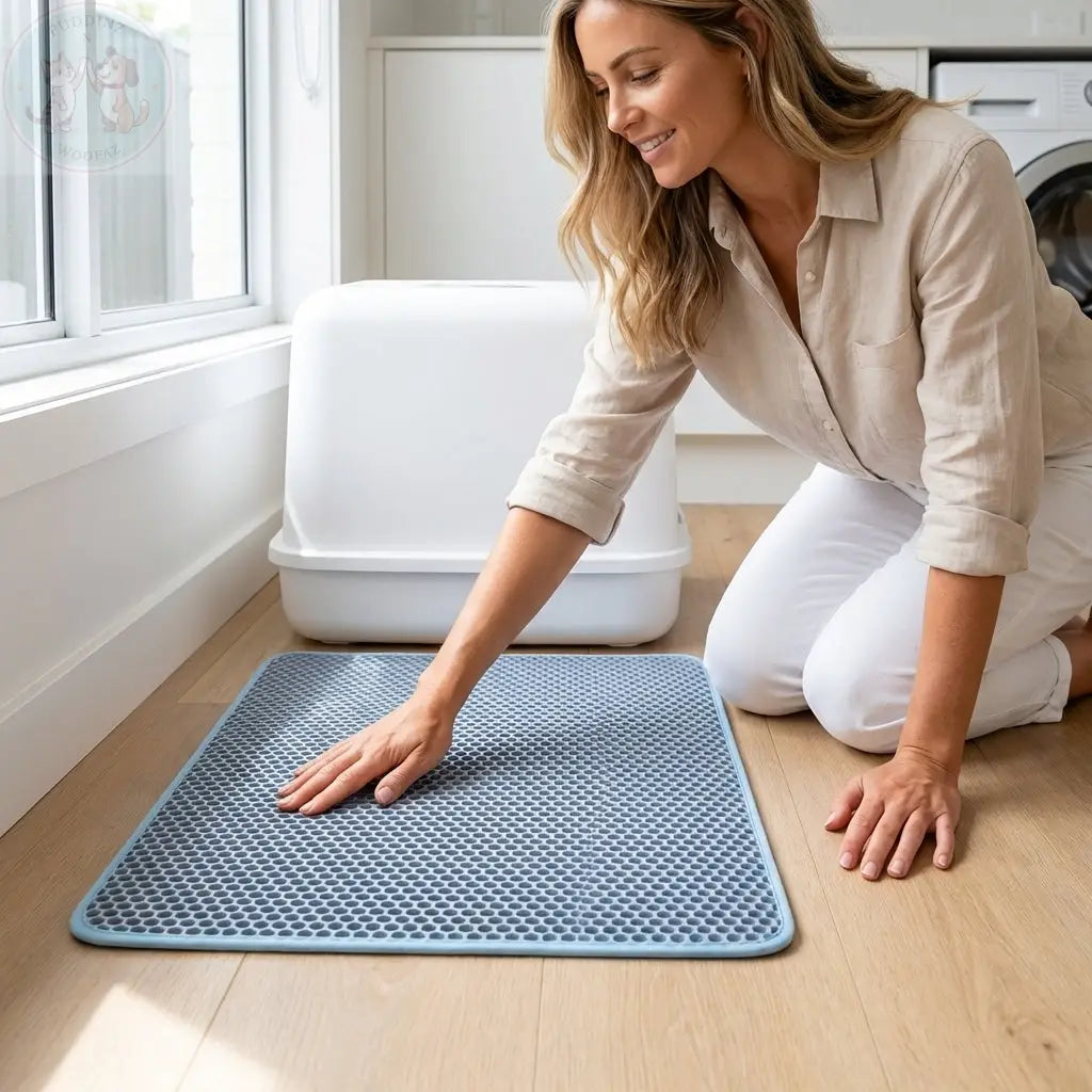 Double Layer Cat Litter Mat - Honeycomb Waterproof Puddinz n Woofaz  Pet accessories Puddinz n Woofaz