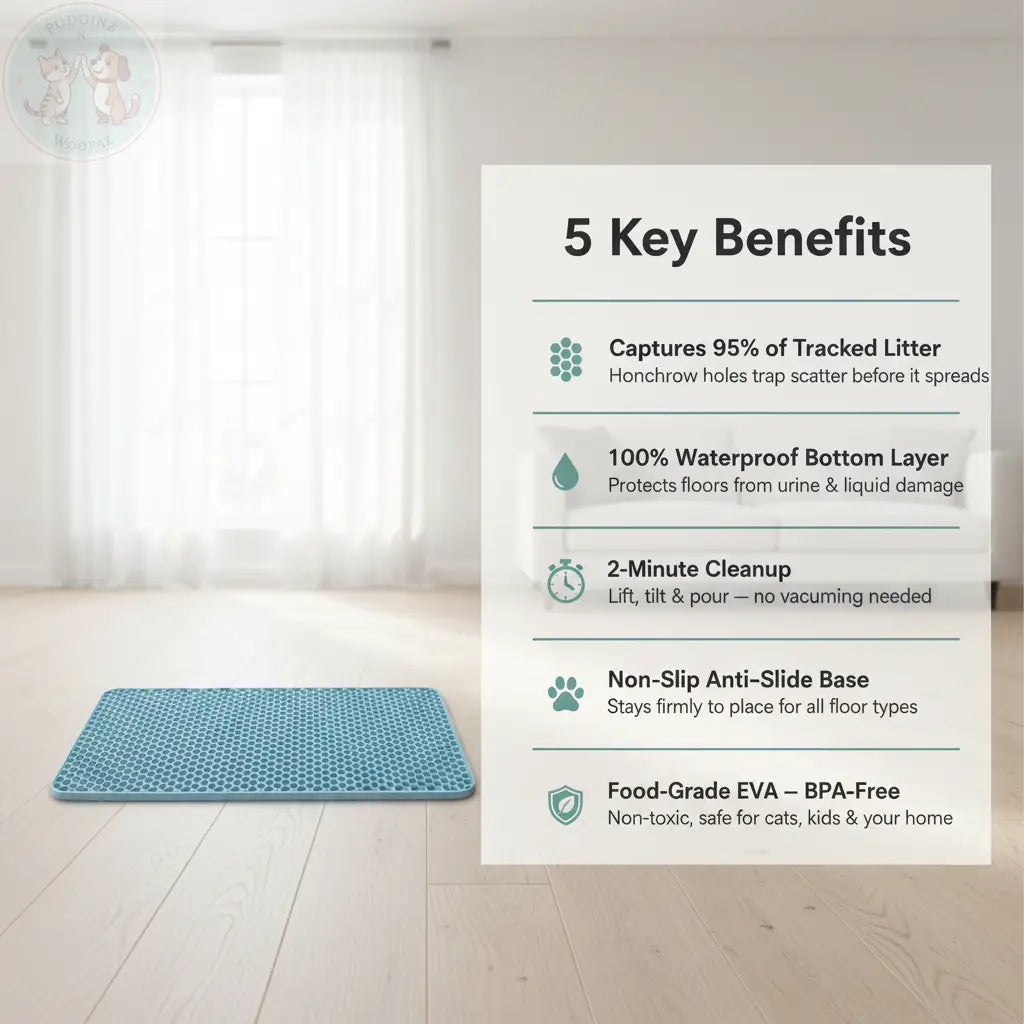 Double Layer Cat Litter Mat – 5 Key Benefits Infographic