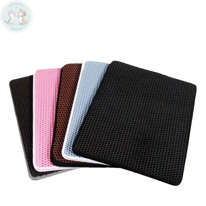 Double Layer Cat Litter Mat - Honeycomb Waterproof Puddinz n Woofaz  Pet accessories Puddinz n Woofaz