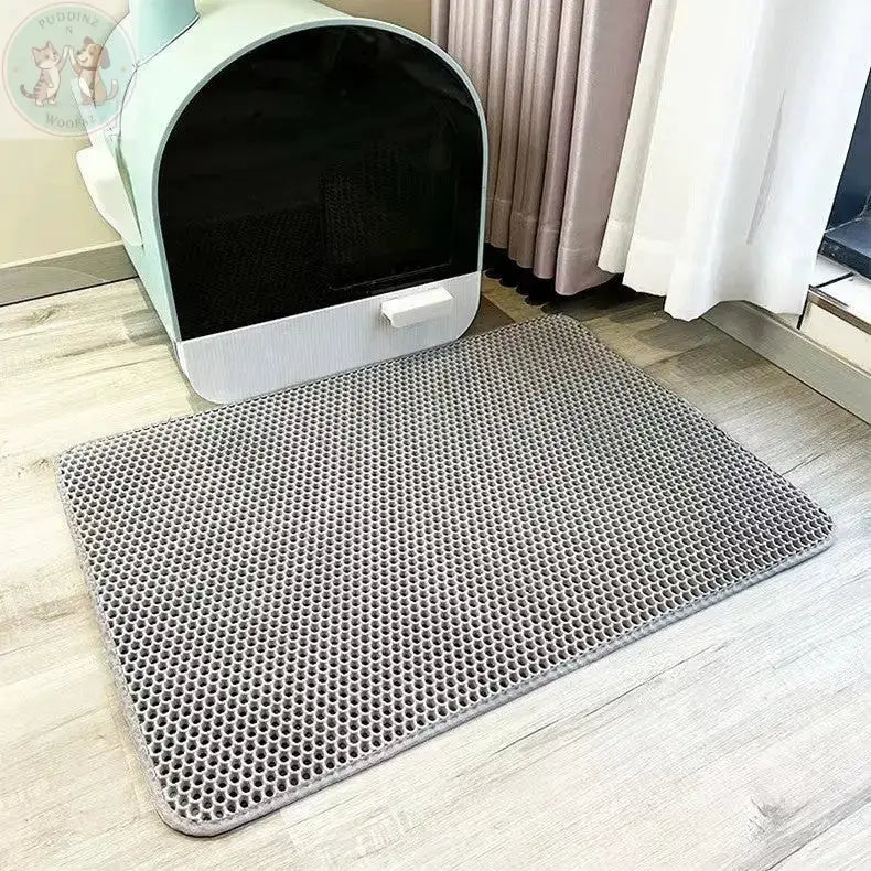 Double Layer Cat Litter Mat - Honeycomb Waterproof Puddinz n Woofaz  Pet accessories Puddinz n Woofaz