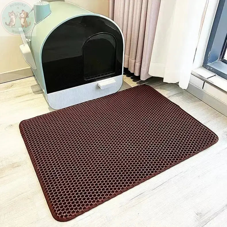 Double Layer Cat Litter Mat - Honeycomb Waterproof Puddinz n Woofaz  Pet accessories Puddinz n Woofaz