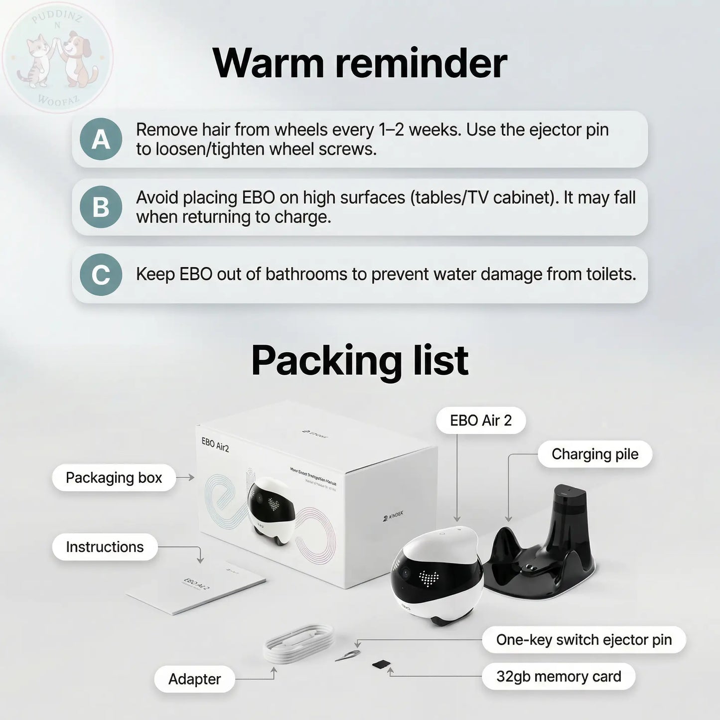 Enabot EBO AIR2 Pet Camera Robot - 2K Home Security Puddinz n Woofaz  Pet accessories Puddinz n Woofaz