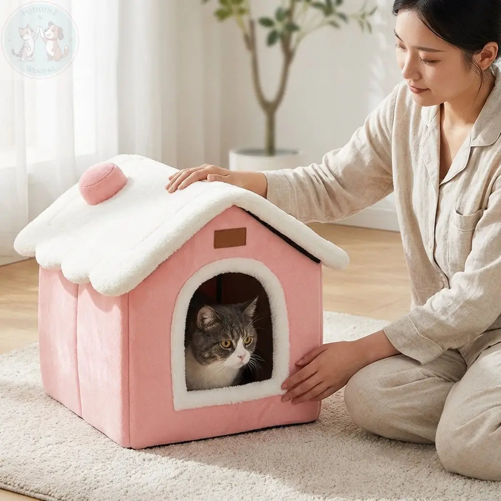 Indoor Dog House – Warm & Cozy Enclosed Cave Bed for Dogs and Cats Puddinz n Woofaz   Puddinz n Woofaz