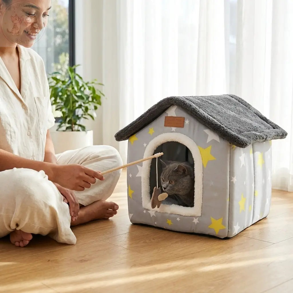 Indoor Dog House – Warm & Cozy Enclosed Cave Bed for Dogs and Cats Puddinz n Woofaz   Puddinz n Woofaz