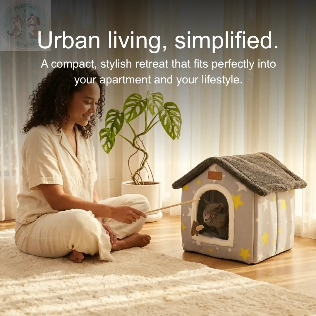 Indoor Dog House – Warm & Cozy Enclosed Cave Bed for Dogs and Cats Puddinz n Woofaz   Puddinz n Woofaz