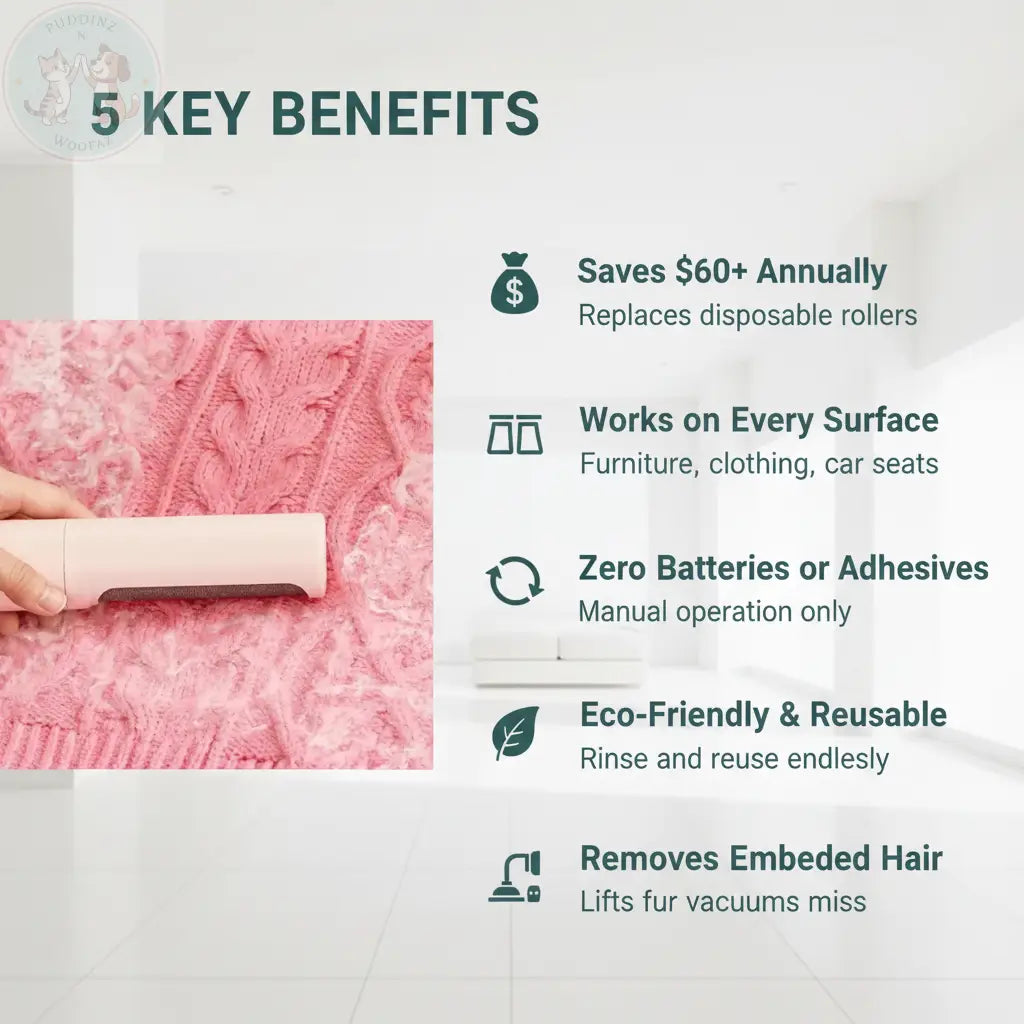 Premium Pet Hair Remover 5 Key Benefits Infographic - Alternative