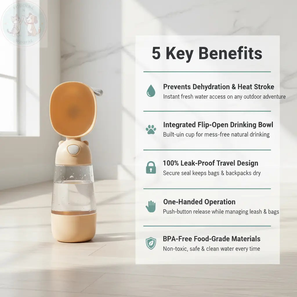 Portable Dog Water Bottle – 5 Key Benefits Infographic