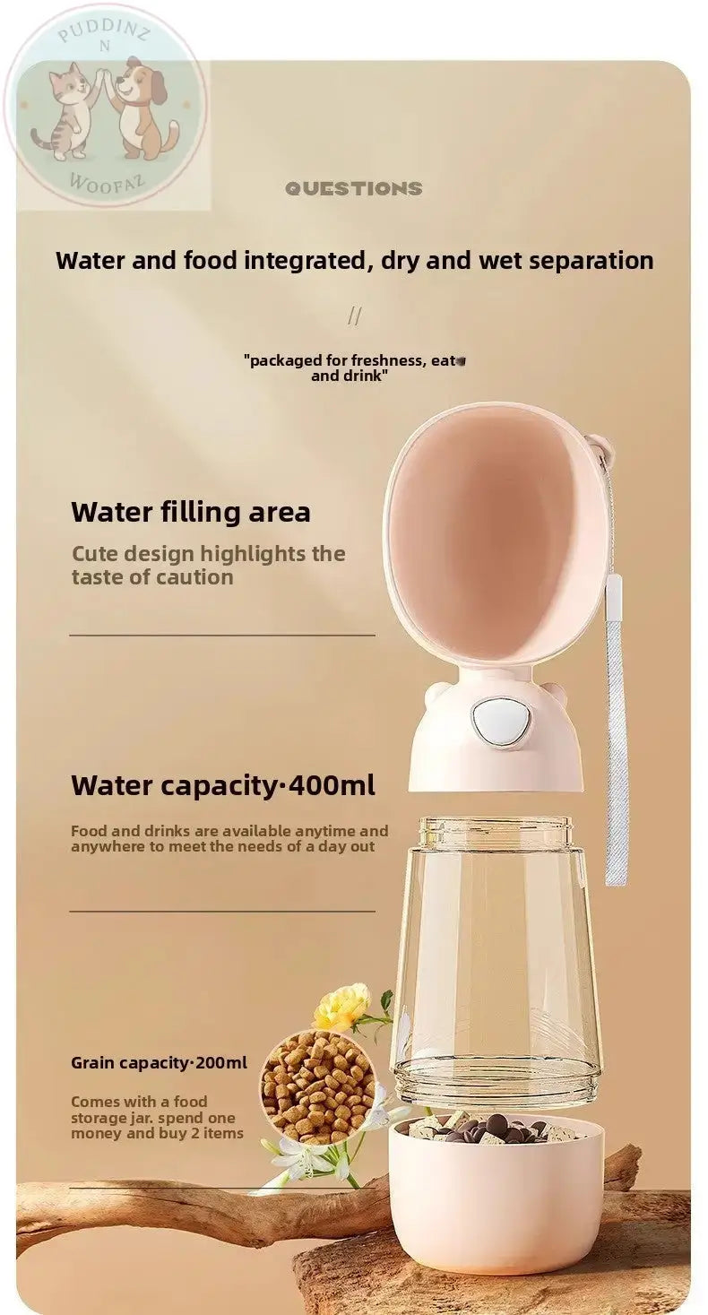 Portable Dog Water Bottle - Outdoor Travel Feeder Puddinz n Woofaz  Pet Puddinz n Woofaz