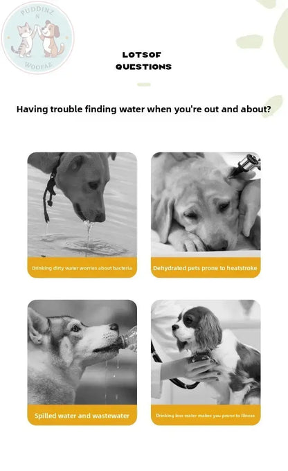 Portable Dog Water Bottle - Outdoor Travel Feeder Puddinz n Woofaz  Pet Puddinz n Woofaz