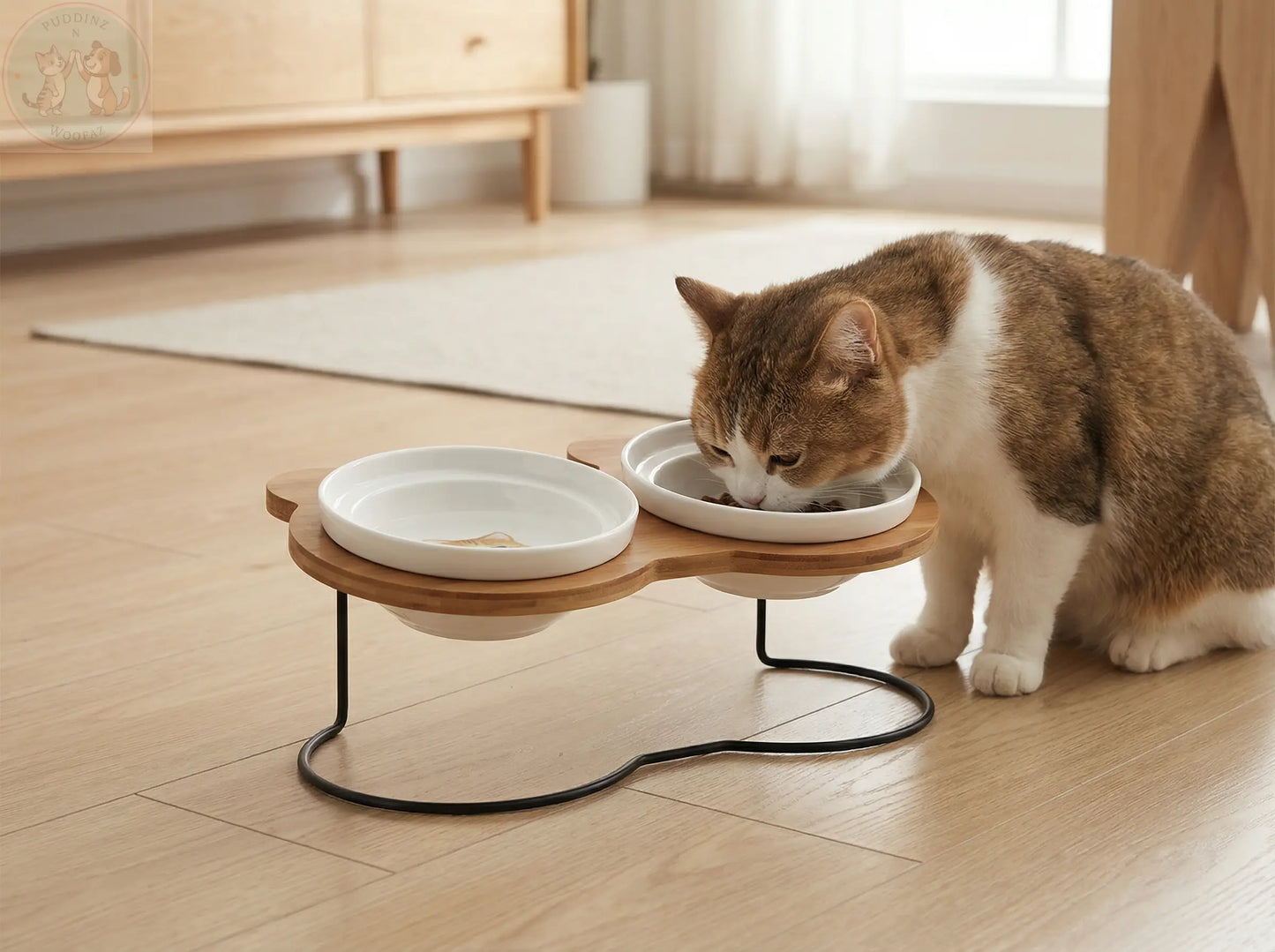 Raised Cat Bowl Stand – Elevated Feeder for Neck Relief and Comfort Puddinz n Woofaz   Puddinz n Woofaz