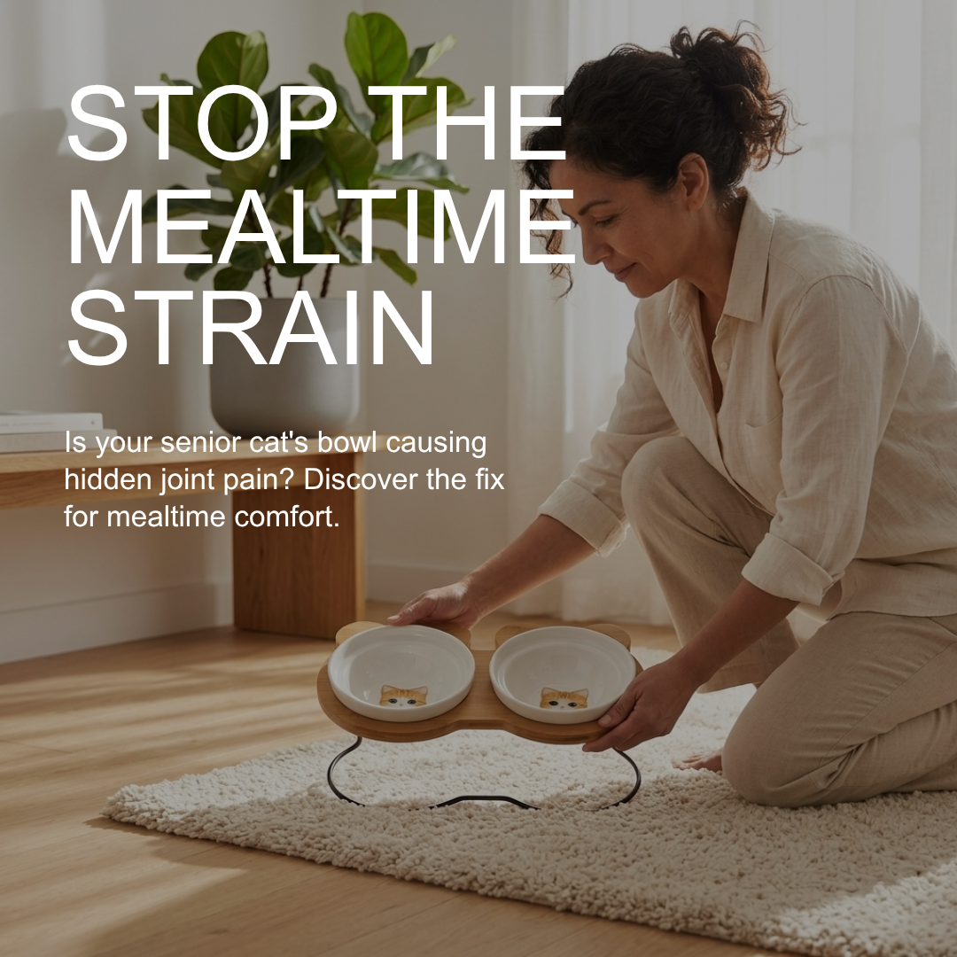 Raised Cat Bowl Stand – Elevated Feeder for Neck Relief and Comfort