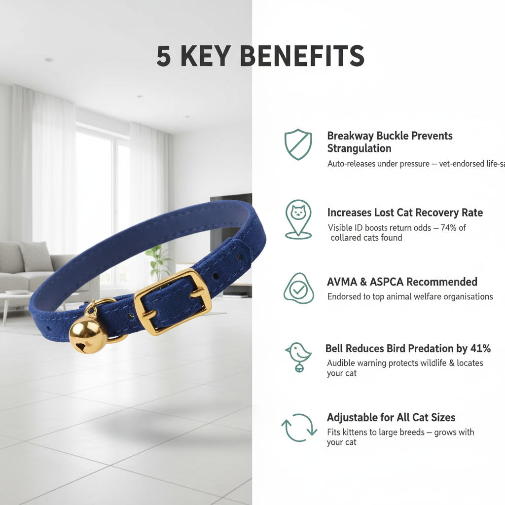 Cat Collar with Bell Breakaway Safety 5 Key Benefits Infographic